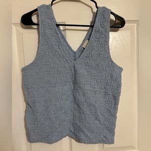 Blue, cropped tank, with ruffles